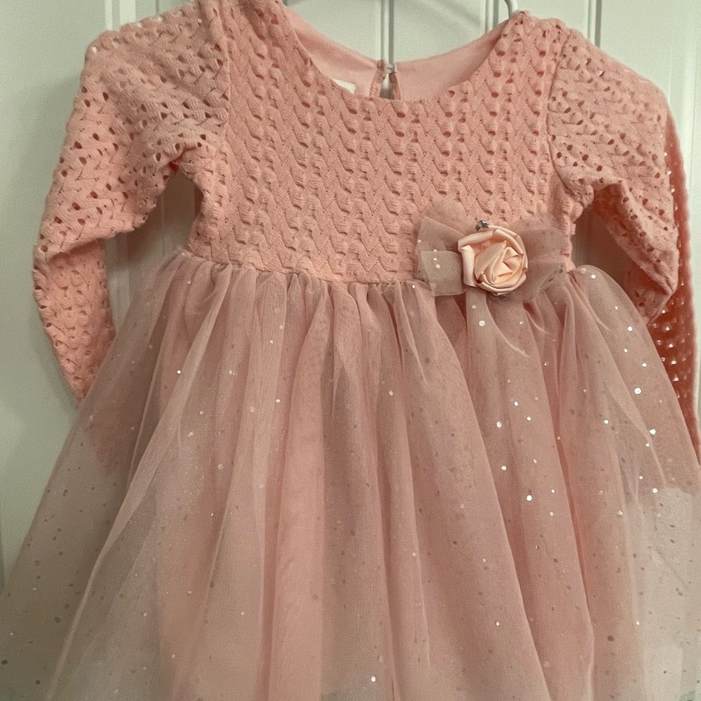 Bonnie Jean Blush Pink Knit and Tulle Dress